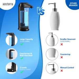 Automatic Soap Dispenser, 17oz/500ml Touchless Battery Operated Hand Soap Dispenser with Adjustable Soap Volume, Liquid Dish Soap Dispenser Touchless for Kitchen Sink Bathroom Commercial, Black