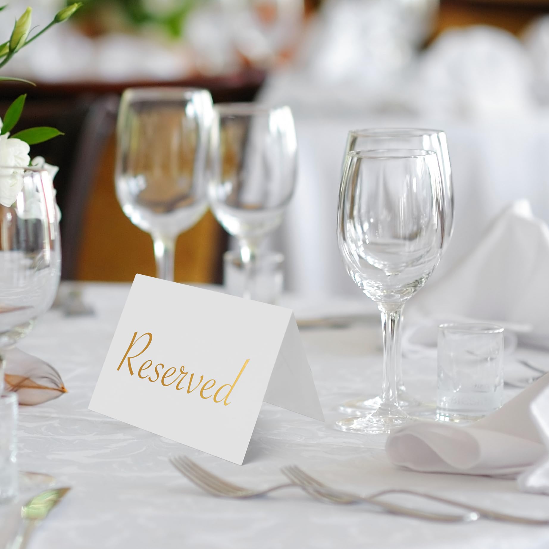 Reserved Table Signs for Wedding 20 Pack | Elegant Gold Place Cards Reserved for Family at Wedding Reception Restaurant Party