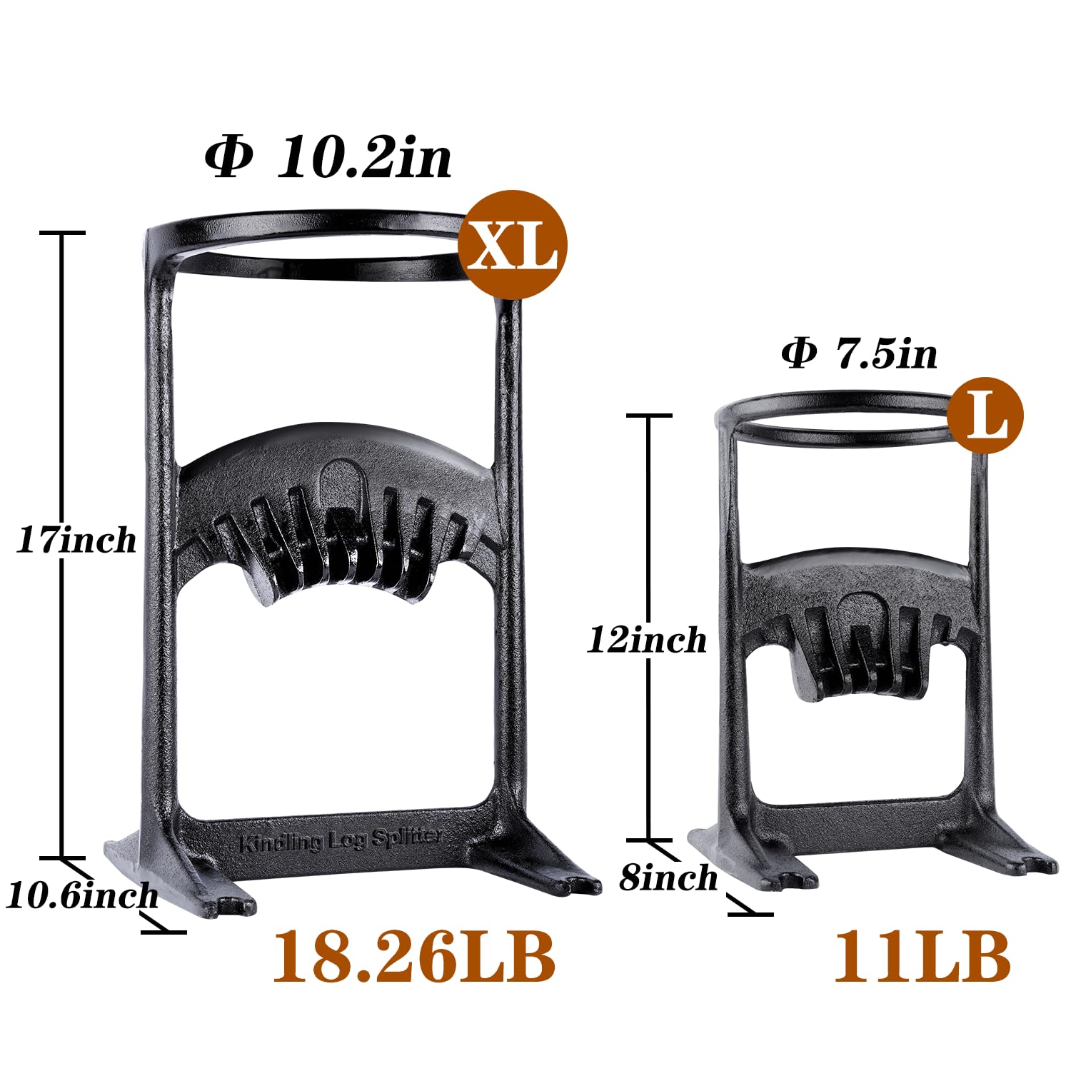COICOTTC Kindling Splitter XL, One-Piece Kindling Log Splitter, Heavy Duty Cast Iron Firewood Kinding Splitter, Dia. 10.2",18Lbs.
