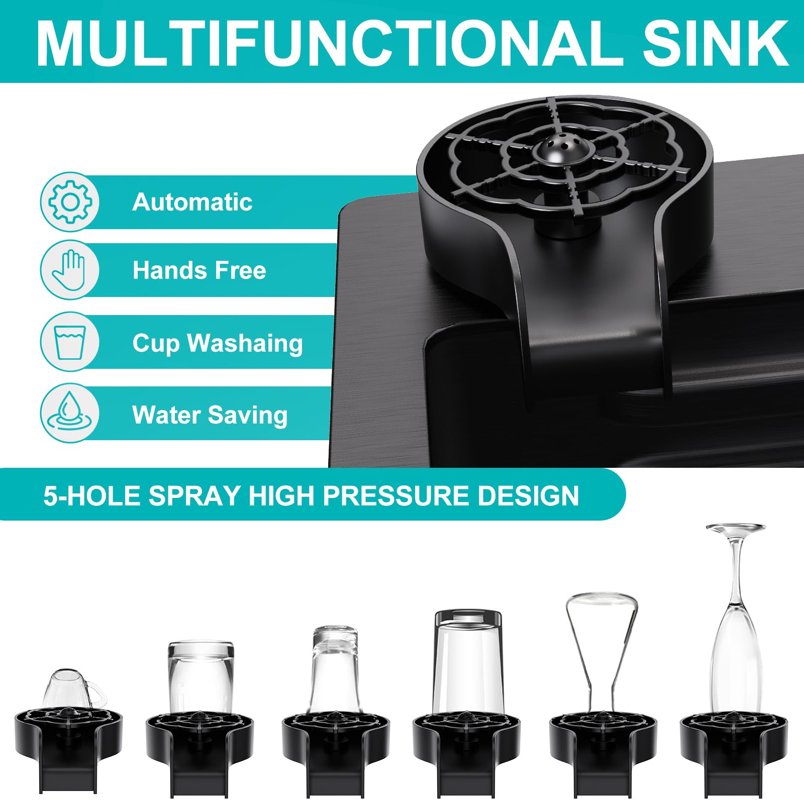 29.5 x 17.7 inch Kitchen Sink, Single Bowl Stainless Steel Sink Multifunctional Drop In Sink with Pull-Down Faucet and Multiple Accessories (29.52 * 17.7 inch)