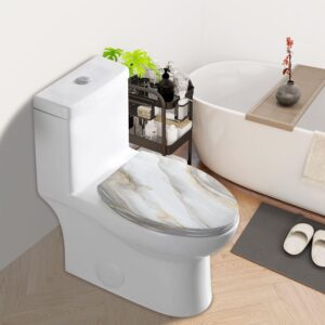 Elongated Toilet Seat marble grunge texture crack pattern Resin Toilet Seat Quietly Slow Close with Quick-Release Hinges Toilet Seat with Cover Easy to Clean Install