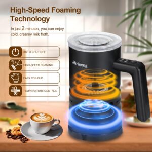 jdzhineng Electric Milk Frother and Steamer, 4-in-1 Milk Frother Electric Hot and Cold Foam Maker with 350ML/11.8OZ Milk Steamer, Automatic Milk Frother for Coffee, Latte, Hot Chocolate Milk, Black