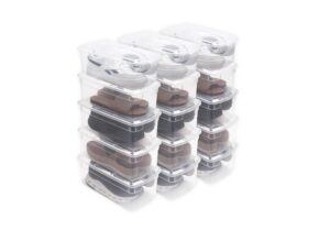 organize-it, pack of 15-6qt ultra premium clear shoe box, modular storage box for shoes, versatile organization and storage box with clear base and lid, 12.9" l x 7.9" w x 4.7" h