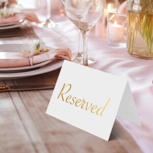 Reserved Table Signs for Wedding 20 Pack | Elegant Gold Place Cards Reserved for Family at Wedding Reception Restaurant Party