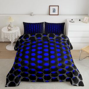 erosebridal boys black blue full size bedding set,3d geometric kids comforter teen men abstract stereoscopic dense hole pattern duvet insert modern geometry soft lightweight room decor,2 pillow cases