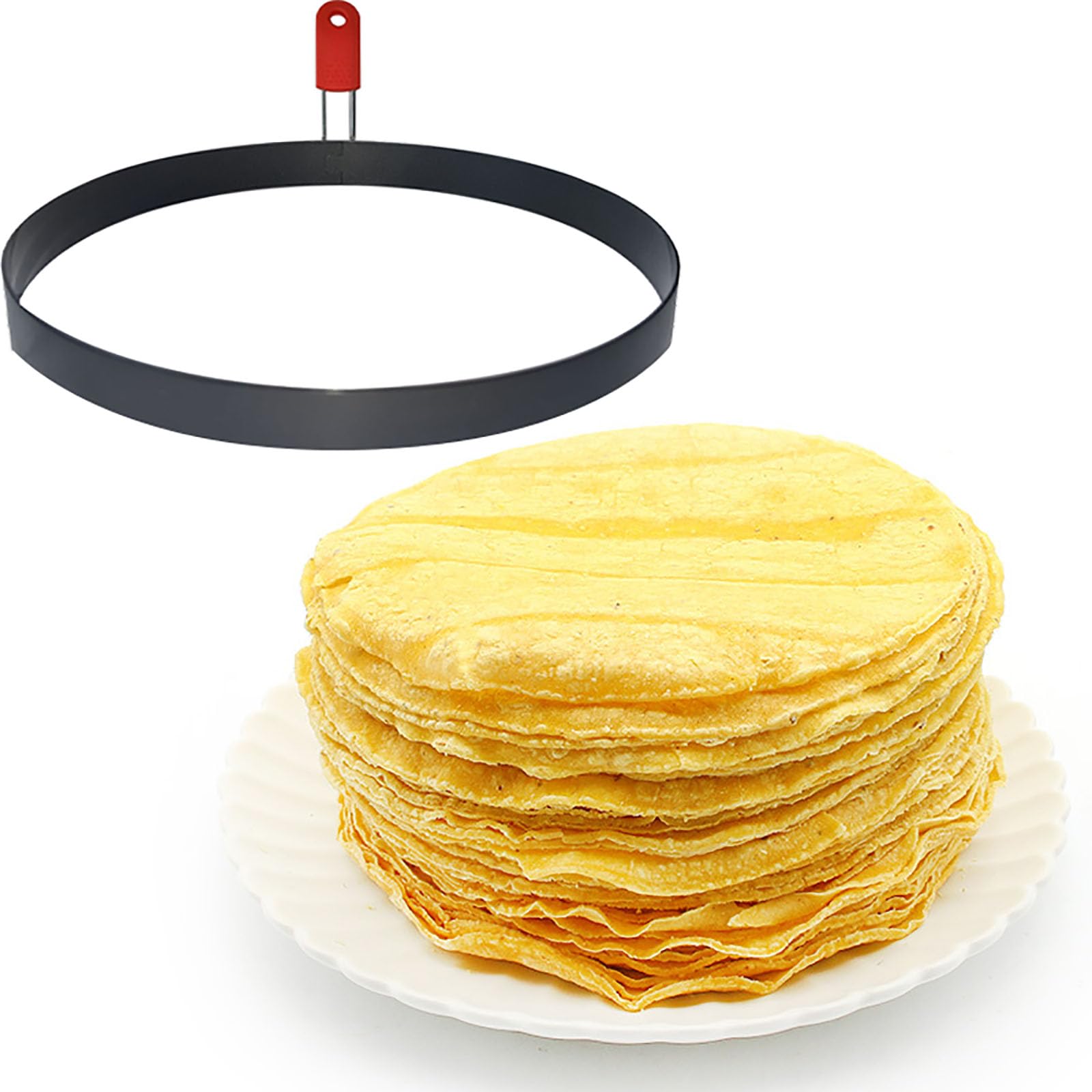 8" Pancake Mold 2 Pack Pancake Ring with Insulated Handle Nonstick Big Egg Ring Omelette Ring for Griddle Stainless Steel Round Pancake Shaper Mold for Fried Egg Pancakes Sandwich Muffins Breakfast