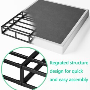 LIJQCI King Box Spring and Cover Set, 5 Inch Metal King Size Box Spring Only, Low Profile Heavy Duty Bed Base Structure, Non-Slip, Noise Free, Easy Assembly