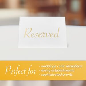 Reserved Table Signs for Wedding 20 Pack | Elegant Gold Place Cards Reserved for Family at Wedding Reception Restaurant Party