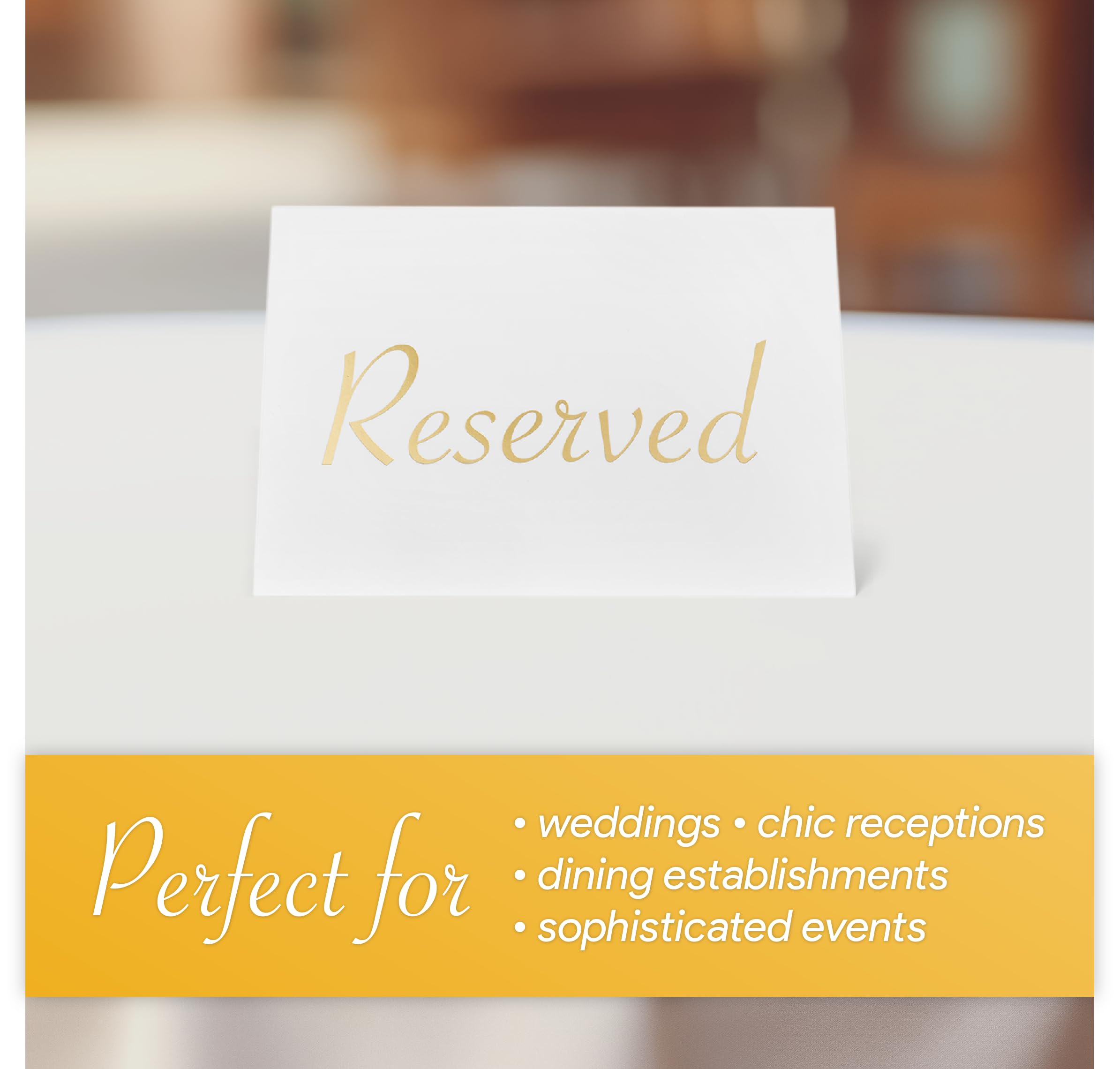 Reserved Table Signs for Wedding 20 Pack | Elegant Gold Place Cards Reserved for Family at Wedding Reception Restaurant Party