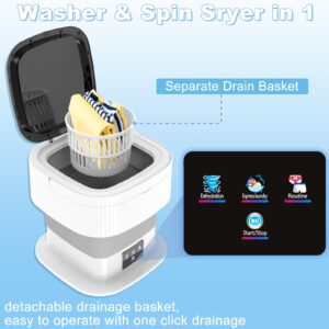 Portable Washing Machine, 10L Mini Washer and Dryer Foldable Washer Machine, Cleaning Small Washer, Bucket Laundry Machine with Deep Cleaning for Baby Clothe, Underwear, Socks, RV