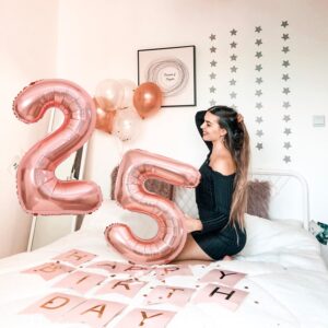 YFHVJTKO 40 Inch Number 52 Foil Balloons 52th Celebration Decorations for Happy 52th Birthday Party Wedding Bridal Shower Engagement Photo Shoot Anniversary Decoration, Number 52 Rose Gold Balloon