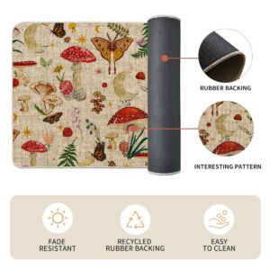 Artoid Mode Mushrooms Butterfly Spring Kitchen Mats Set of 2, Home Decor Low-Profile Kitchen Rugs for Floor - 17x29 and 17x47 Inch