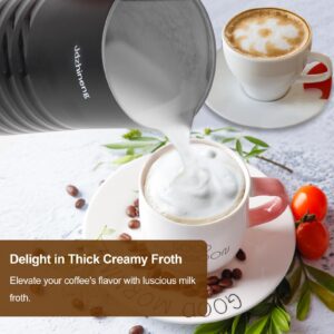 jdzhineng Electric Milk Frother and Steamer, 4-in-1 Milk Frother Electric Hot and Cold Foam Maker with 350ML/11.8OZ Milk Steamer, Automatic Milk Frother for Coffee, Latte, Hot Chocolate Milk, Black