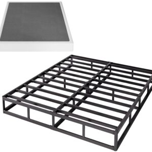 LIJQCI King Box Spring and Cover Set, 5 Inch Metal King Size Box Spring Only, Low Profile Heavy Duty Bed Base Structure, Non-Slip, Noise Free, Easy Assembly