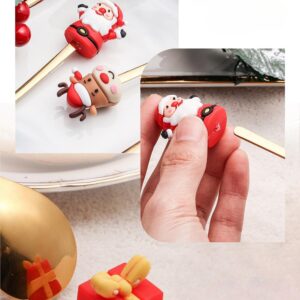 Christmas Coffee Spoons Coffee Stirrers Cake spoon Premium Stainless Steel Ice Tea Spoons, Ice Cream Spoon, Cocktail Stirring Spoons Set of 4（Gold Color）