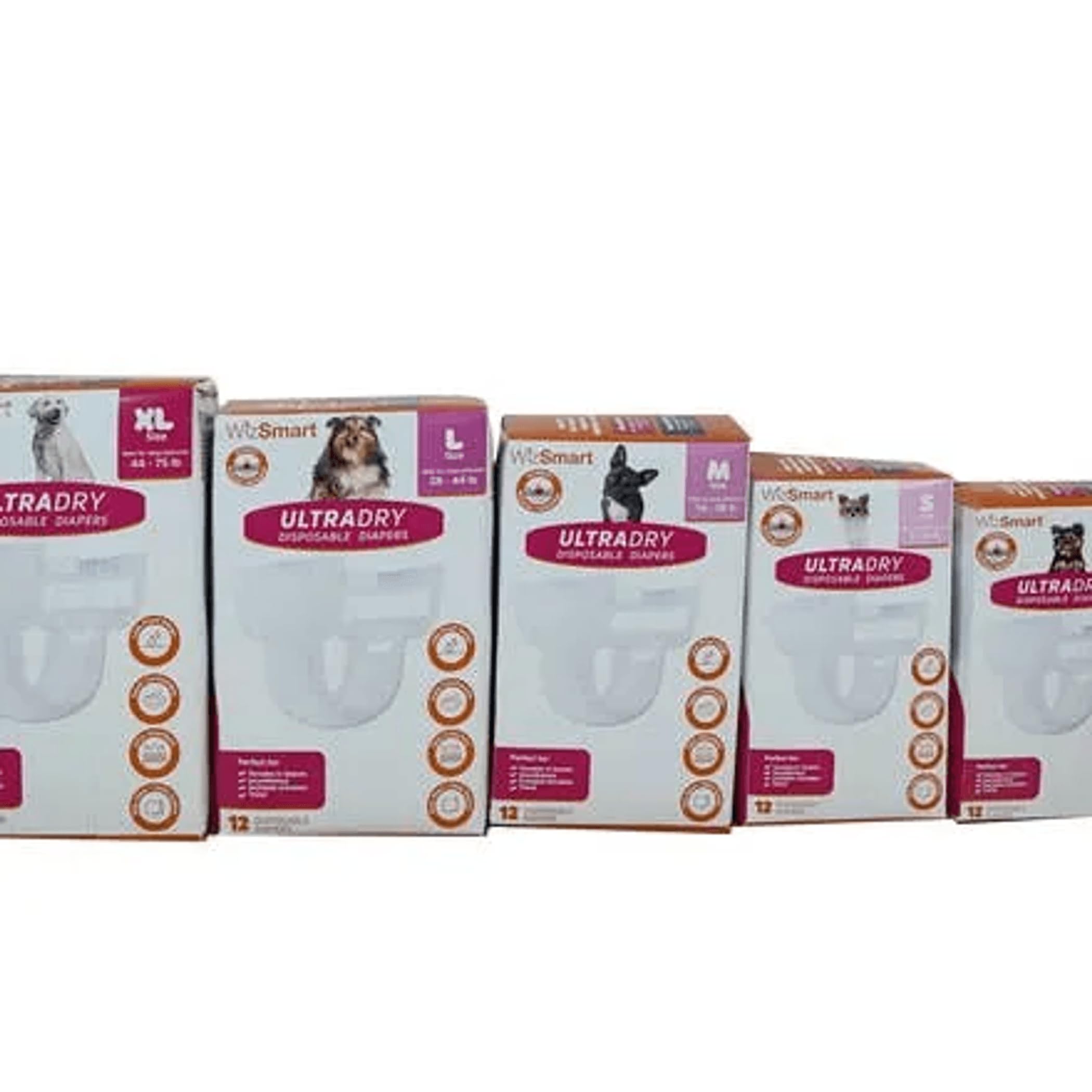 WizSmart UltraDry Disposable Dog Diapers | Female Dog Diapers | Ulrta Absorbent and Comfortable (Extra Small, 12)