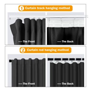 hoeflife Room Divider Curtains, Blackout Ceiling Track Curtains with Hook Sound Proof Floor Curtains Perfect for Ceiling Mount Curtain Tracks Wall Divider for Room Separation (Black, W100 x H96)