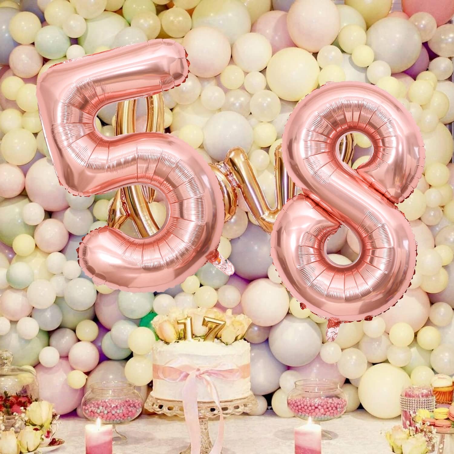 YFHVJTKO 40 Inch Number 52 Foil Balloons 52th Celebration Decorations for Happy 52th Birthday Party Wedding Bridal Shower Engagement Photo Shoot Anniversary Decoration, Number 52 Rose Gold Balloon