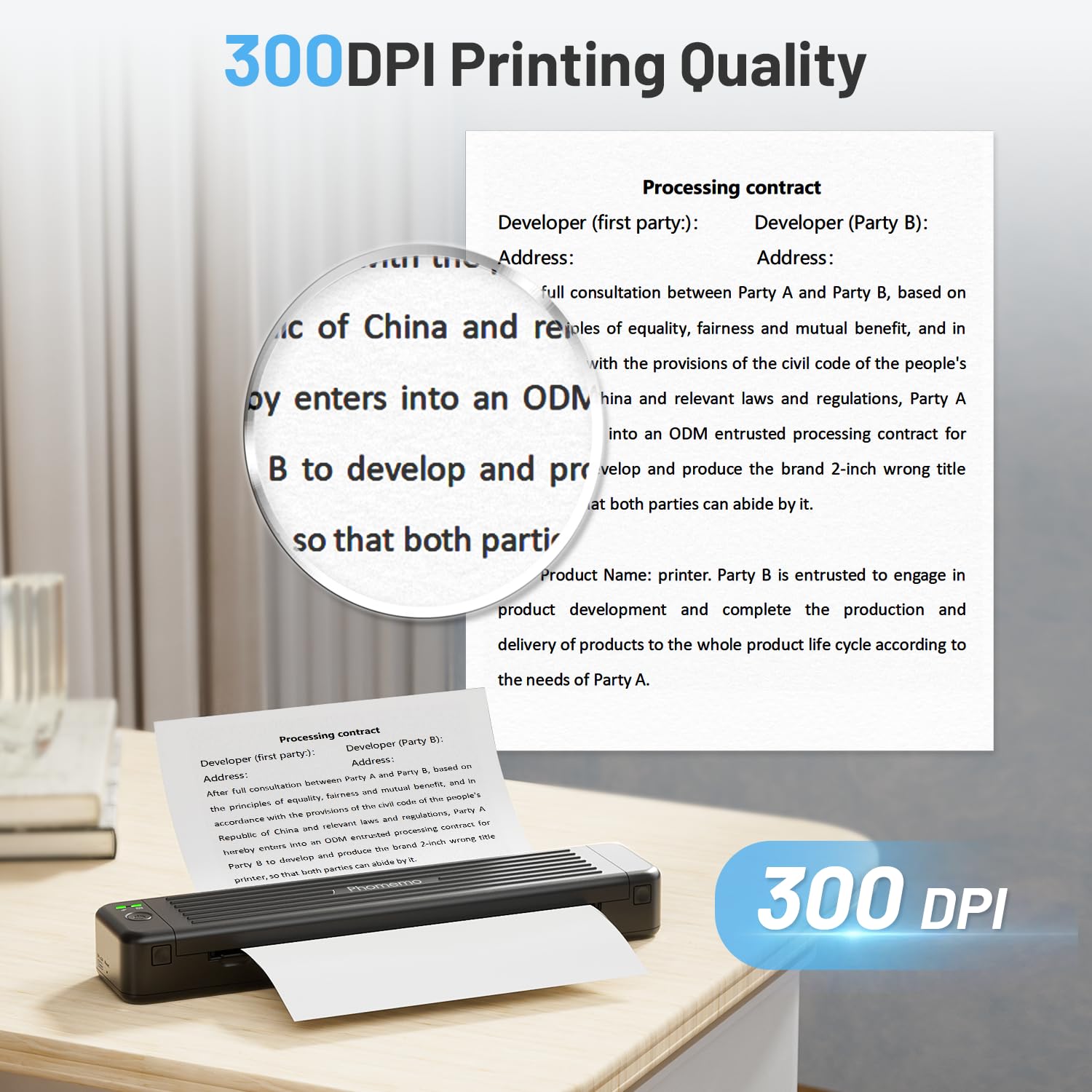 Phomemo Portable Printers Wireless for Travel, [Upgrade] P831 Inkless Thermal Transfer Portable Printer Support 8.5'' x 11'' US Letter Regular Copy Paper, Compatible with Phone & Laptop, 300DPI