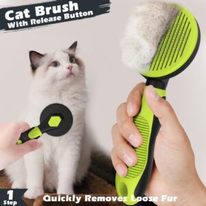 Comotech 3PCS Cat Grooming Kit | Cat Brush | Cat Brushes for indoor Cats | Cat Nail Clipper | Cat Nail Trimmer | Cat Bath Brush | Cat Brush for Shedding - Premium Cat Supplies (Green)