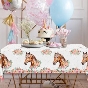 3 Pack Pink Horse Party Tablecloth Western Cowgirl Party Tablecloth Disposable Cowgirl Birthday Party Supplies Wild Horse Theme Table Covers for Girls Pink Horse Birthday Baby Shower(Horse)