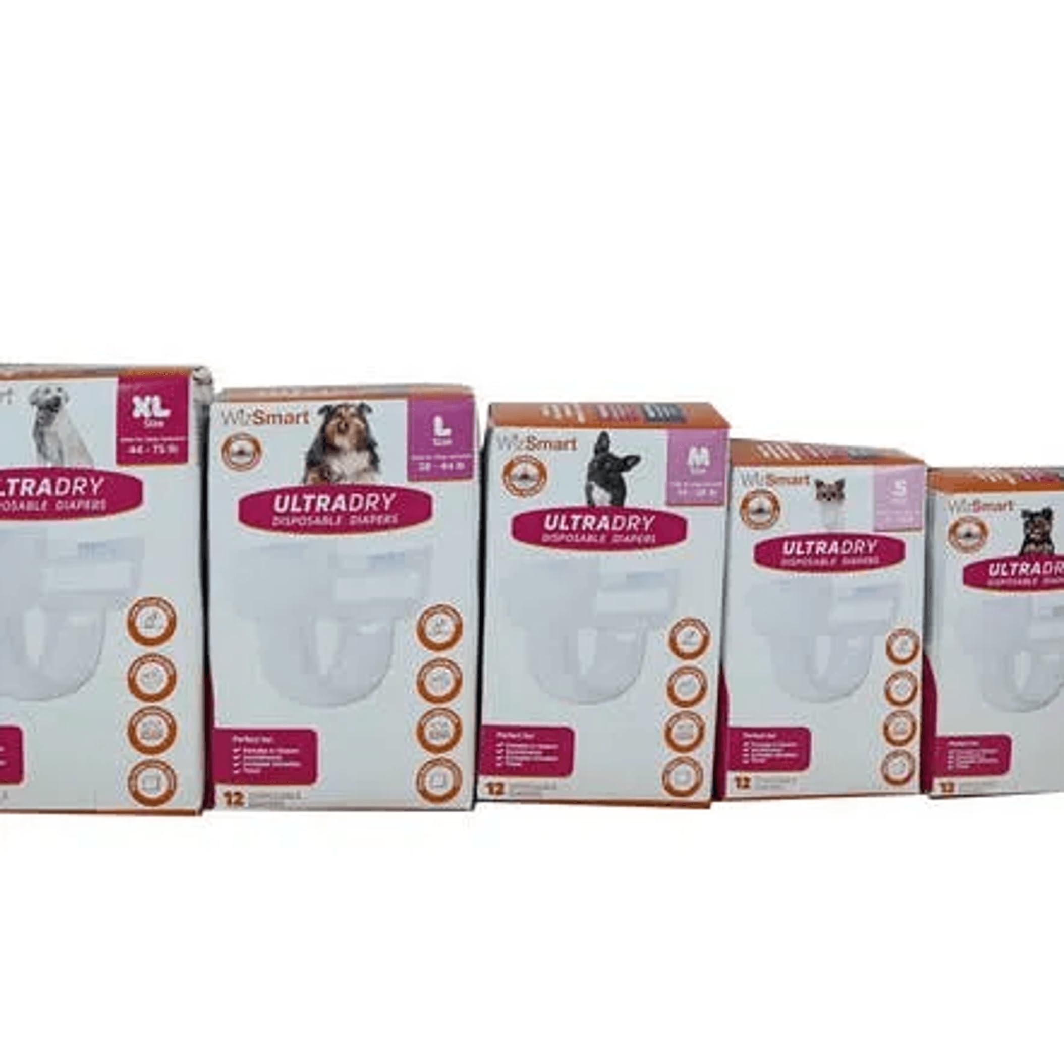 WizSmart UltraDry Disposable Dog Diapers | Female Dog Diapers | Ulrta Absorbent and Comfortable (Extra Small, 12)