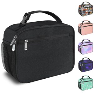 kids lunch box for boys girls lunch bag insulated durable lunchbox children lunch tote bag for school black