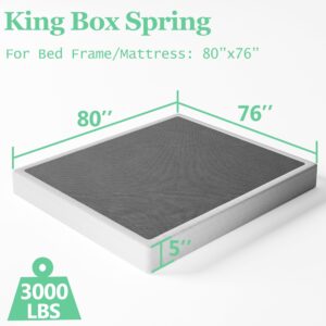 LIJQCI King Box Spring and Cover Set, 5 Inch Metal King Size Box Spring Only, Low Profile Heavy Duty Bed Base Structure, Non-Slip, Noise Free, Easy Assembly