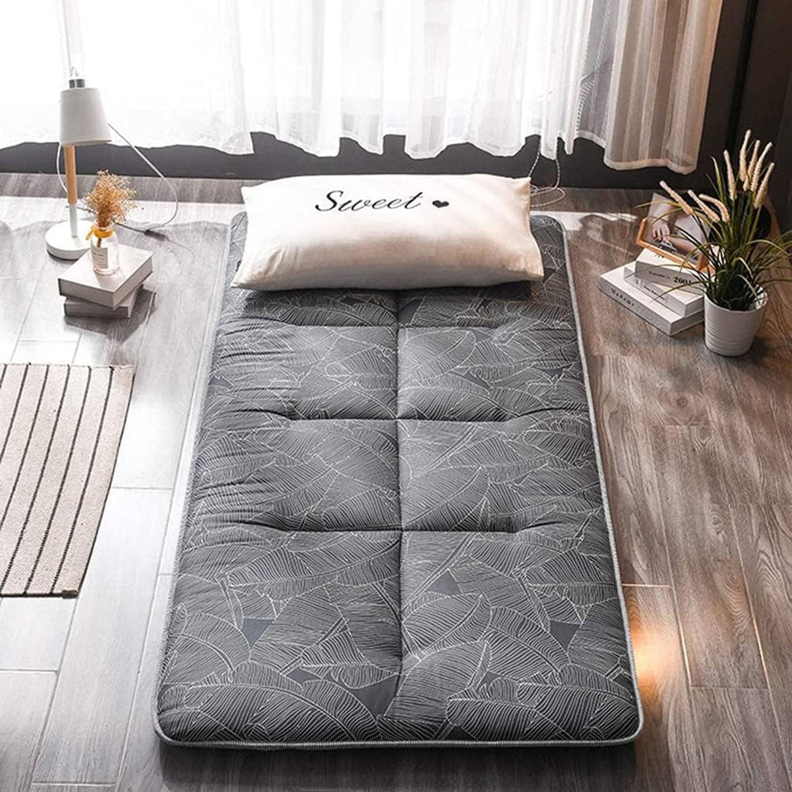 DaoGeSir Futon Mattress Thicken with Anti-Slip Bottom, Twin/Full/Queen/King Japanese Floor Mattress Tatami Foldable Sleeping Mattresses Camping Mattress (Color : 2, Size : Single(90x200cm))