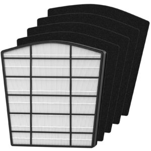 allisfresh hp800 hepa filter replacement set compatible with hunter hp800 multi room large console air cleaner purifier, part number h-hf800-vp h-pf800, 1 hepa filter and 4 carbon pre-filter