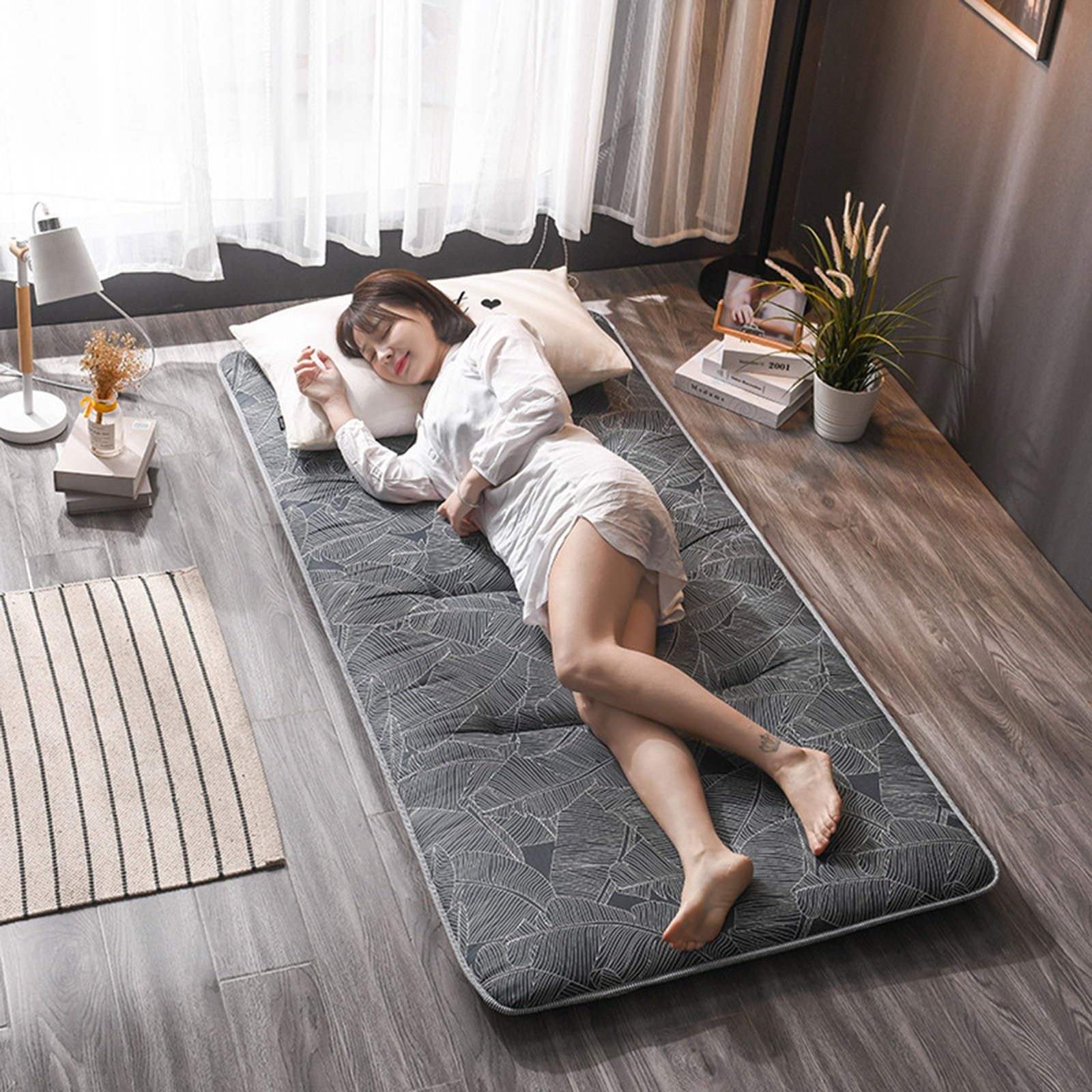 DaoGeSir Futon Mattress Thicken with Anti-Slip Bottom, Twin/Full/Queen/King Japanese Floor Mattress Tatami Foldable Sleeping Mattresses Camping Mattress (Color : 2, Size : Single(90x200cm))