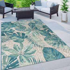 Rugshop Contemporary Tropical Floral Indoor/Outdoor Area Rug 6'6" x 9' Blue