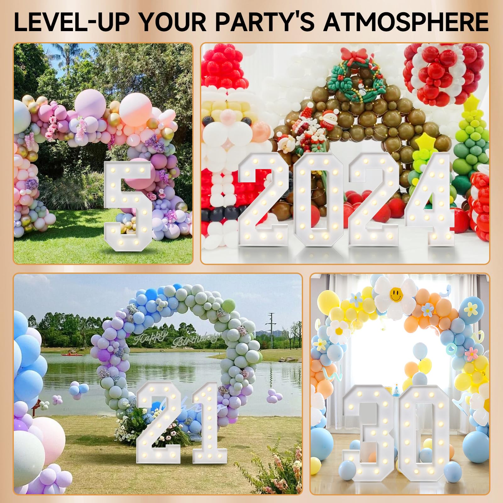 eufony 4FT Marquee Numbers, Large Light Up Numbers 1 for 1st 15th 16th Birthday Party Decorations, Giant Light Up Number for Baby Shower Anniversary Decor, 4 Feet Number 1 w/Lights DIY Kit