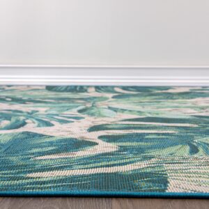 Rugshop Contemporary Tropical Floral Indoor/Outdoor Area Rug 6'6" x 9' Blue