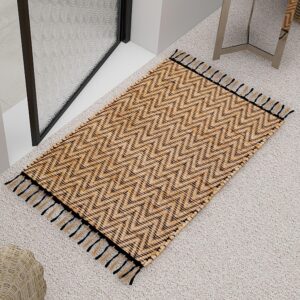 eco crave hand woven jute wavy rug 2x3 ft - jute natural area rug for living rooms, kitchen, bedroom & dining, premium quality natural fiber rugs for home decor