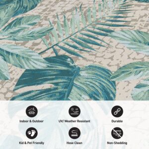 Rugshop Contemporary Tropical Floral Indoor/Outdoor Area Rug 6'6" x 9' Blue