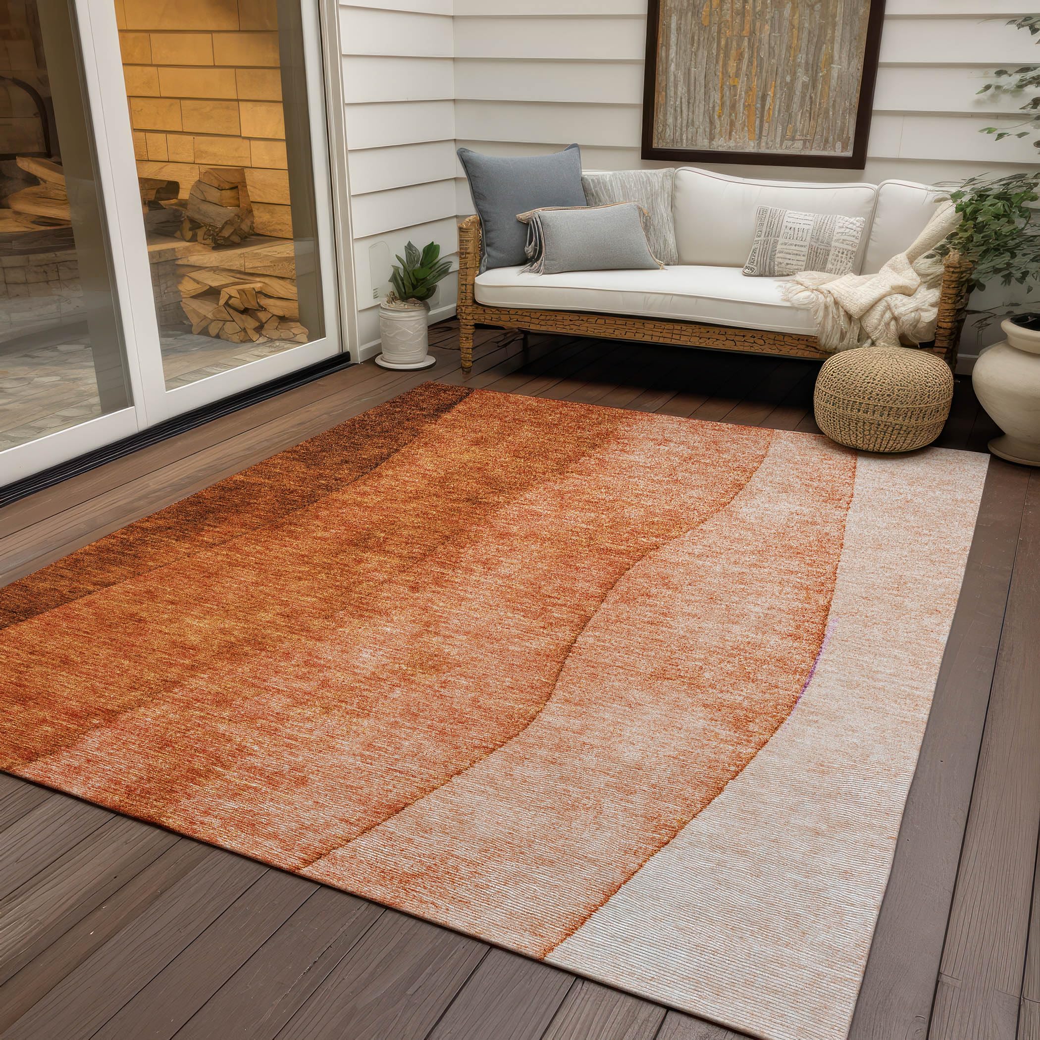 Addison Rugs Chantille ACN625 Paprika 8' x 10' Indoor Outdoor Area Rug, Easy Clean, Machine Washable, Non Shedding, Bedroom, Living Room, Dining Room, Kitchen, Patio Rug