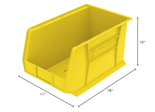 SI Shelving Inc. 18" d x 11" w x 10" h Akro Bins Stacking Storage Bins, Yellow, 6 Count