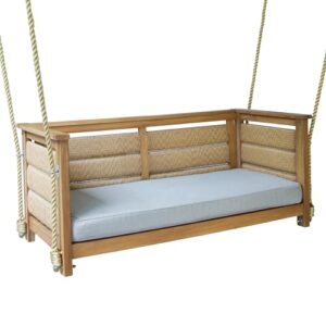 Blaine Teak Wood Porch Swing with Oyster Cushion