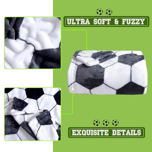 MASTIEE Soccer Blanket, Soccer Gifts for Boys Girls Soccer Lovers, Soft Fleece Throw Blanket for Kids Toddlers Teens Soccer Decor for Bedroom - 40x50 Inch