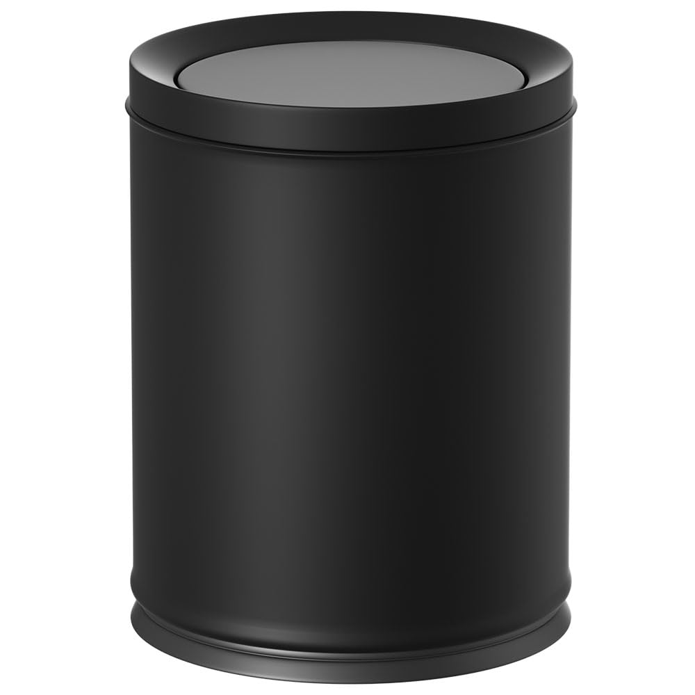 12L/3GAL Black Bathroom Trash Can with Lid,Swing Top Trash can for Bathroom, Modern Trash Can for Bathroom,Bedroom,Living Room,Office,Laundry,Hotel,Bank