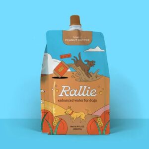 Rallie Peanut Butter Enhanced Water Supplement for Dogs - Includes Collagen for Skin & Coat, Glucosamine for Hip & Joint Support, as Well as Electrolytes for Superior Hydration Pack of 12