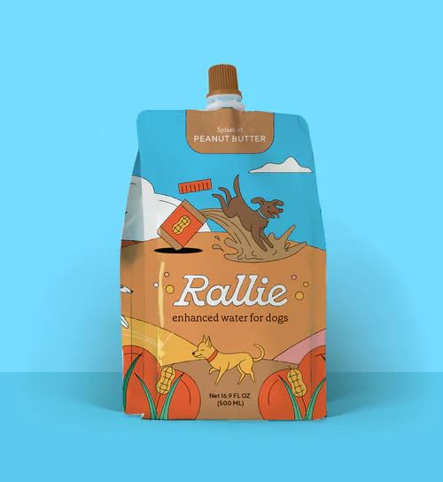 Rallie Peanut Butter Enhanced Water Supplement for Dogs - Includes Collagen for Skin & Coat, Glucosamine for Hip & Joint Support, as Well as Electrolytes for Superior Hydration Pack of 12