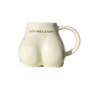 butt funny coffee mug for women, cute novelty gifts butt shaped 3d cup, cute mugs for women booty mug, female body mug vase, nice butt cute mugs gift, funny mugs for friends 12oz (cream)