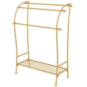 freestanding towel rack towel shelf towel stand 3-tier towel shelf with storage rack metal towel rack freestanding blanket rack for bathroom standing towel rack towel holder stand (color : gold)