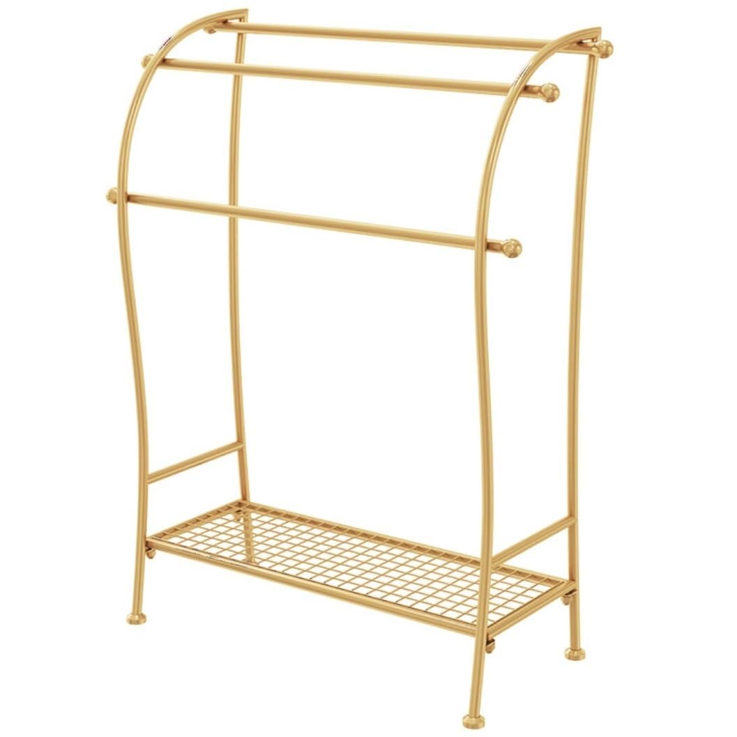 Freestanding Towel Rack Towel Shelf Towel Stand 3-Tier Towel Shelf with Storage Rack Metal Towel Rack Freestanding Blanket Rack for Bathroom Standing Towel Rack Towel Holder Stand (Color : Gold)