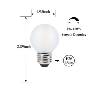 Sunaiony Frosted E26 LED Bulb 4W Dimmable Warm White 2700K, 40 Watt Equivalent LED Light Bulbs, G16.5 Edison LED Frosted Globe Light Bulbs, Vintage Light Bulbs for Chandelier, Pendant, Vanity, 6Pack