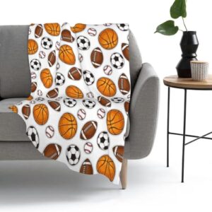 Basketball Soccer Football Baseball Ball Throw Blanket Soft Bed Bedding Warm Cozy Plush Flannel Fleece Blankets Gifts for Kids Boys Teens, Sofa Couch Bedroom Home Decor, 50"x40"