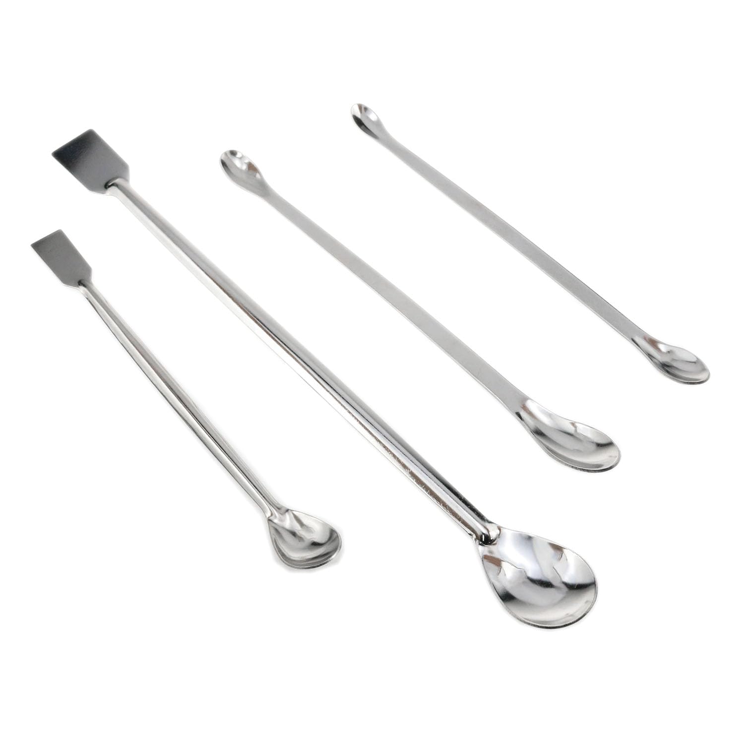 Meuey Lyot 1Set Stainless Steel Micro Sampling Spoons Spatula Combination Reagent Spoons Laboratory Supplies (Pack of 4)