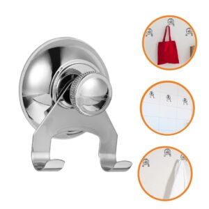 STOBAZA 2pcs Sucker Clothes Hook Metal Shower Suction Cup Hooks Shower Suction Hooks Bathroom Suction Hooks Heavy Duty Hangers Bathroom Organizer Stainless Steel No Punching Wall Hook